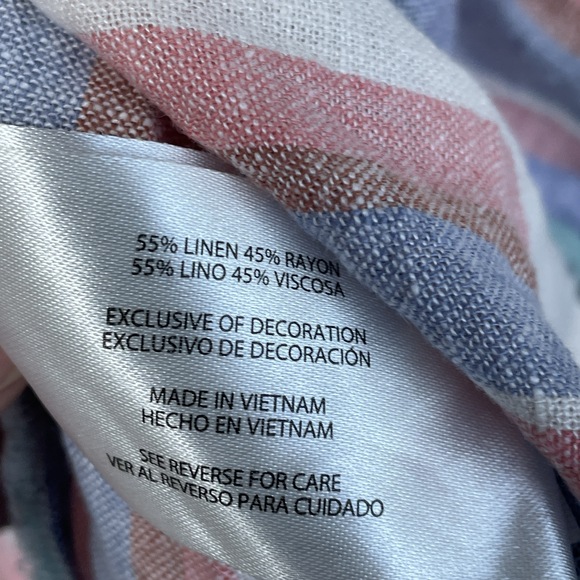 Orvis Women's XL Striped Linen Blend Blouse Multicolor e1058 - Picture 5 of 6